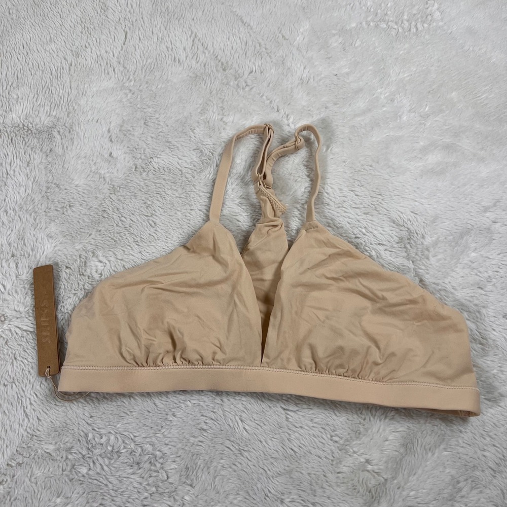 SKIMS Women Fits Everybody Racerback Plunge Bralette Sand PL-PLG-7621W Large NWT